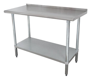 Mesa de trabajo 120 pulg ancho x 30 pulg fondo acero inoxidable 430 calibre 16 con respaldo posterior