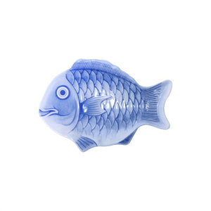 Platón de melamina forma de pescado 16" azul