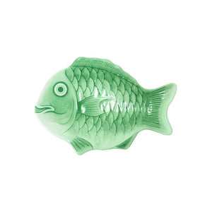 Platón de melamina forma de pescado 16" verde claro