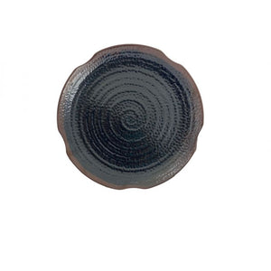 Plato forma loto de melamina Tenmoku 12"