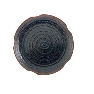 Plato forma loto de melamina Tenmoku 16"