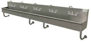 Lavamanos Multiwash de 5 estaciones 100 pulg a muro acero inoxidable 304 calibre 16