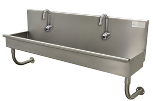 Lavamanos Multiwash de 2 estaciones 48 pulg a muro con 2 llaves electrónicas ADA acero inoxidable 304 calibre 16