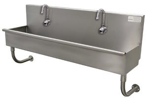 Lavamanos Multiwash de 2 estaciones 48 pulg a muro con 2 llaves electrónicas acero inoxidable 304 calibre 16