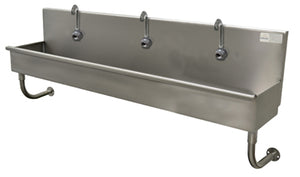 Lavamanos Multiwash de 3 estaciones 72 pulg a muro con 3 llaves electrónicas ADA acero inoxidable 304 calibre 16