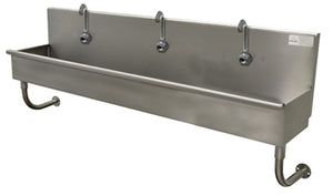 Lavamanos Multiwash de 3 estaciones 60 pulg a muro con 3 llaves electrónicas acero inoxidable 304 calibre 16