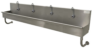 Lavamanos Multiwash de 4 estaciones 80 pulg a muro con 4 llaves electrónicas ADA acero inoxidable 304 calibre 16