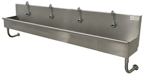 Lavamanos Multiwash de 4 estaciones 80 pulg a muro con 4 llaves electrónicas acero inoxidable 304 calibre 16