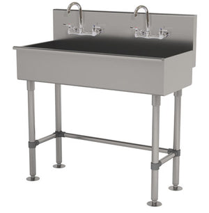 Lavamanos Multiwash de 2 estaciones 48 pulg con patas acero inoxidable 304 calibre 16