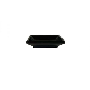 Plato para salsa de melamina negro 2 oz 3 3/4" x 2 1/2"