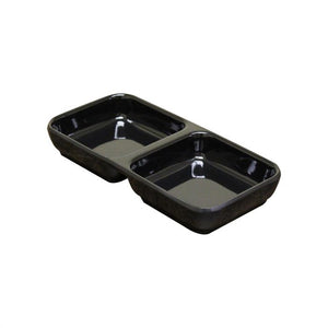 Plato doble para salsa de melamina negro 4 oz 6" x 3"