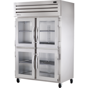 Gabinete calorífico vertical de 52-5/8", 4 puertas, puertas de cristal, medias puertas, batientes