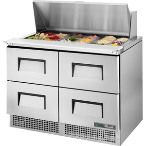 Mesa refrigerada para preparación de alimentos de 48-1/8", 4 cajones, 18 insertos