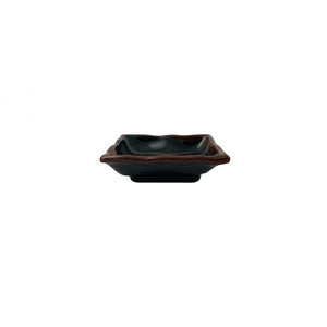 Plato cuadrado ondulado para salsa de melamina Tenmoku 3 oz 4" x 4"
