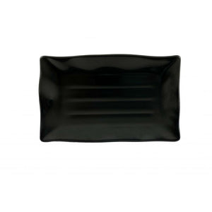 Plato rectangular ondulado de melamina negro 11 1/4" x 7 1/4"