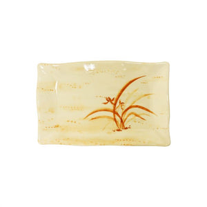 Plato rectangular ondulado de melamina Gold Orchid 11 1/4" x 7 1/4"