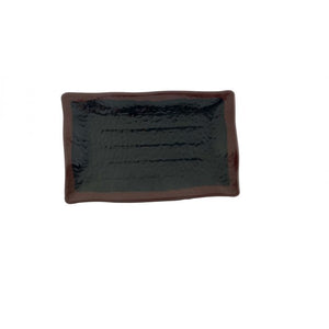 Plato rectangular ondulado de melamina Tenmoku 11 1/4" x 7 1/4"
