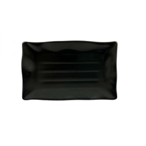 Plato rectangular ondulado de melamina negro 13 1/2" x 9 1/8"