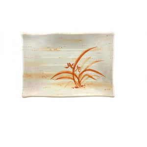 Plato rectangular ondulado de melamina Gold Orchid 15 1/2" x 10 3/4"