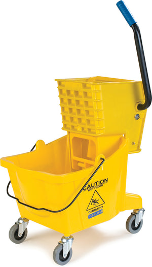 Cubeta comercial para trapeador con exprimidor lateral 26 qt amarilla