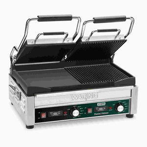 Plancha grill ranurada y lisa con temporizador 17 x 9.5 pulg 240 V