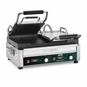 Plancha panini lisa doble con temporizador 9.75 x 9.25 pulg 240 V