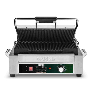 Plancha panini ranurada con temporizador programable 14.5 x 11 pulg