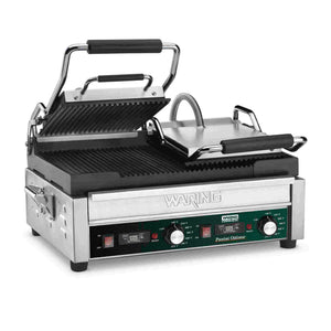 Plancha panini ranurada doble con temporizador 17 x 9.5 pulg