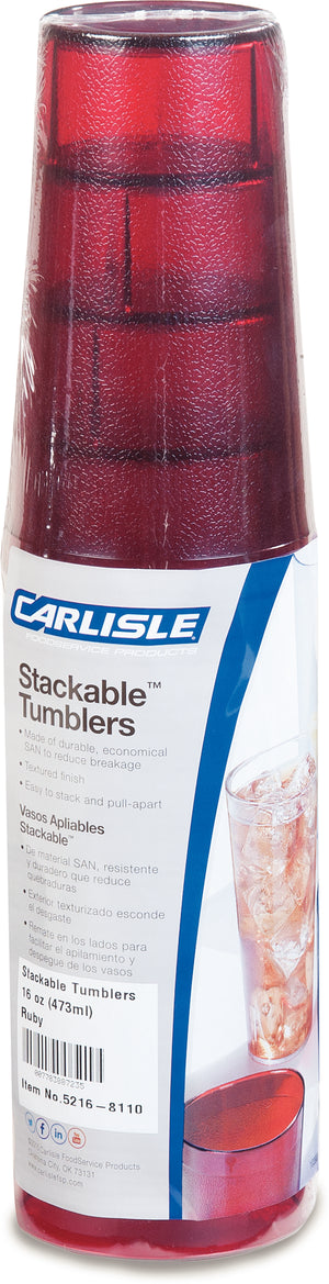 Vaso Stackable de SAN 16 oz paquete con 6 rubí
