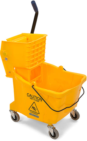 Cubeta comercial para trapeador con exprimidor lateral 35 qt amarilla