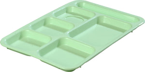 Charola de polipropileno derecha de 6 compartimentos 10" x 14" verde