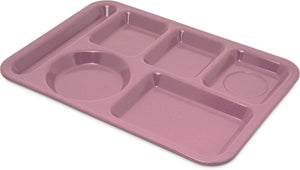 Charola de melamina izquierda pesada de 6 compartimentos 10" x 14" granito rosa