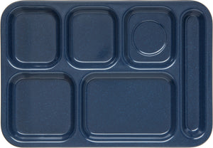 Charola de melamina derecha de 6 compartimentos 14.5" x 10" azul café