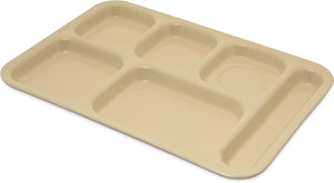 Charola de melamina derecha de 6 compartimentos 14.5" x 10" tan