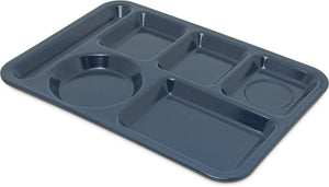 Charola de melamina izquierda pesada de 6 compartimentos 10" x 14" azul café