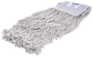 Cabezal de trapeador corte abierto #24 grande con banda 5" blanco