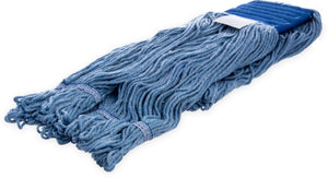 Cabezal de trapeador Flo-Pac extra grande looped-end azul con banda azul