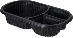 Contenedor microondeable de 3 compartimentos 18/4/4 oz negro caja con 250