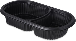 Contenedor microondeable mediano de 2 compartimentos 18/10 oz negro caja con 250