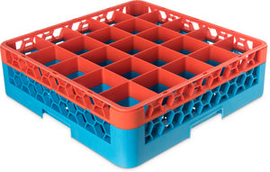 Rack OptiClean para vasos con 25 compartimentos y 1 extensión 5.56" naranja/azul Carlisle