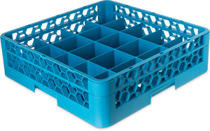 Rack inclinado OptiClean para vasos con 20 compartimentos y 1 extensión abierta azul Carlisle