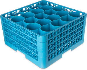 Rack OptiClean NeWave para vasos con 20 compartimentos y 4 extensiones integradas azul Carlisle
