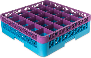 Rack OptiClean para vasos con 25 compartimentos y 1 extensión 5.56" lavanda/azul Carlisle