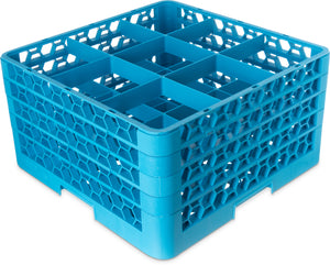 Rack OptiClean para vasos con 9 compartimentos y 4 extensiones 10.50" azul Carlisle