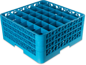 Rack OptiClean para vasos con 36 compartimentos y 3 extensiones 8.72" azul Carlisle
