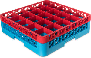 Rack OptiClean para vasos con 25 compartimentos y 1 extensión 5.56" rojo/azul Carlisle