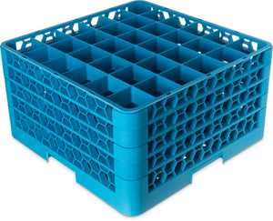Rack OptiClean para vasos con 36 compartimentos y 4 extensiones 10.3" azul Carlisle