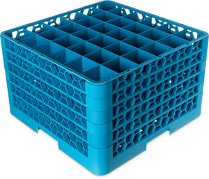 Rack OptiClean para vasos con 36 compartimentos y 5 extensiones 11.9" azul Carlisle