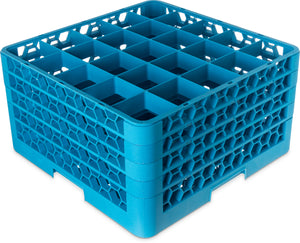 Rack OptiClean para vasos con 25 compartimentos y 4 extensiones 10.3" azul Carlisle