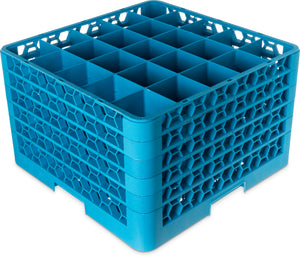 Rack OptiClean para vasos con 25 compartimentos y 5 extensiones 11.9" azul Carlisle